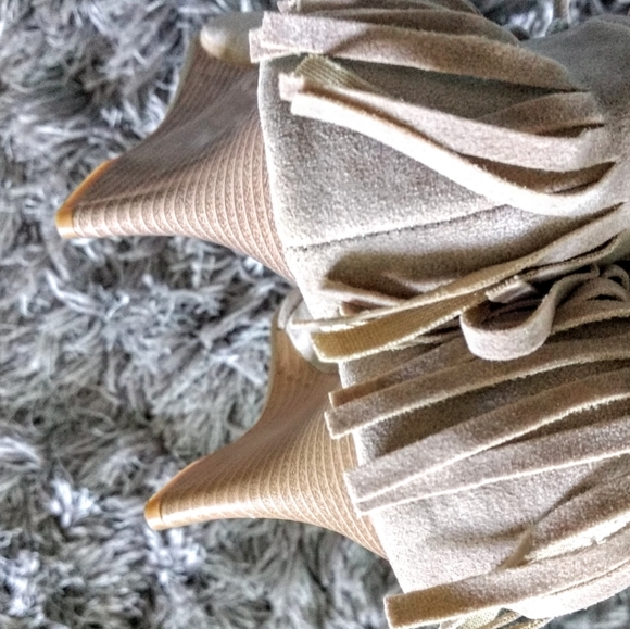 Wedge fringe peep toe lace up sandals **SOLD** - Picture 3 of 7